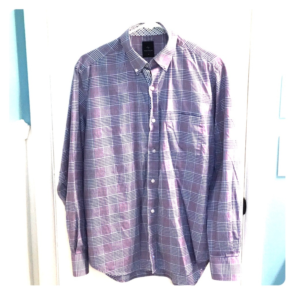 VGUC Red Blue Plaid Casual Dress shirt Sz Med